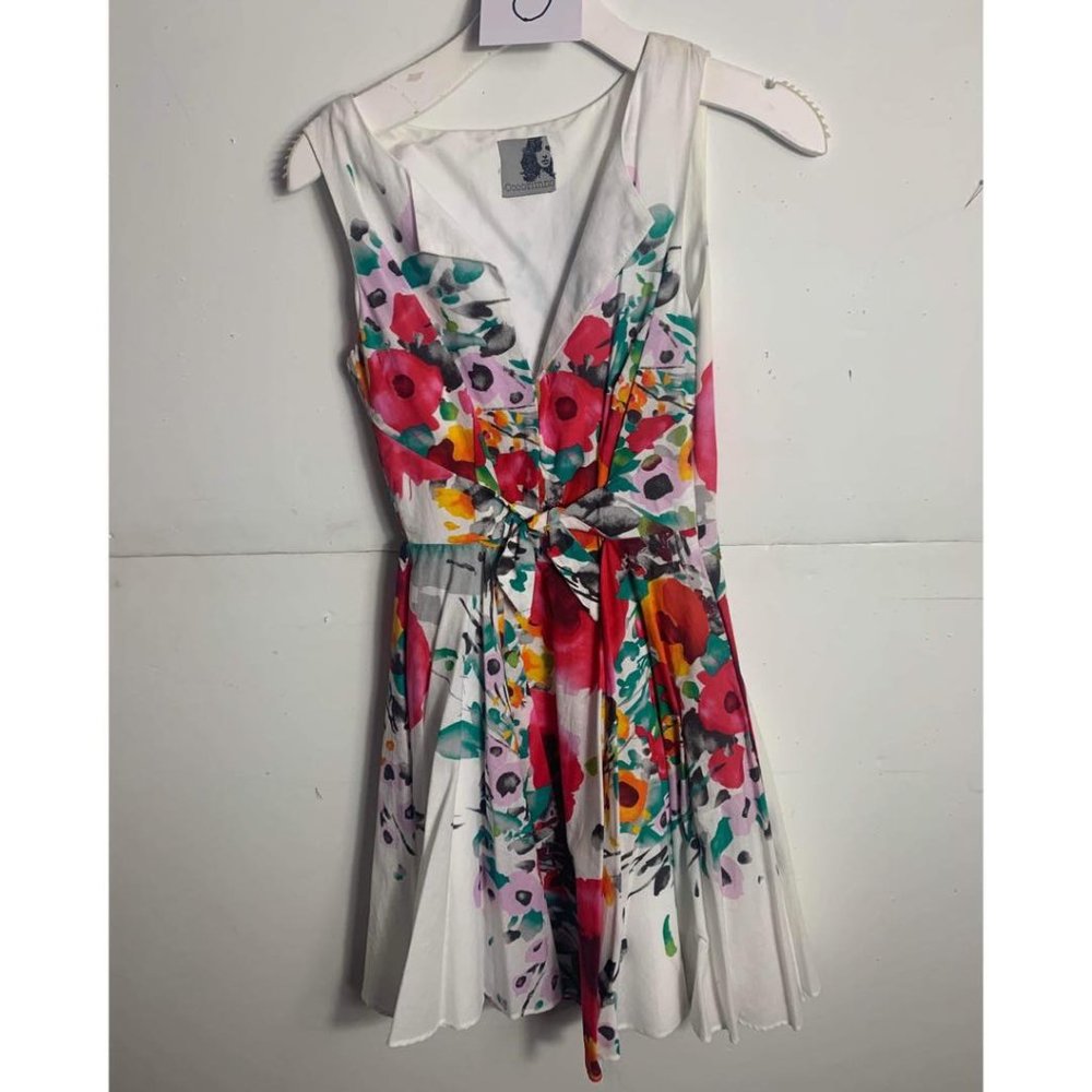Anthropologie Eva Franco Floral White Mini Sleeveless Elegant Dress